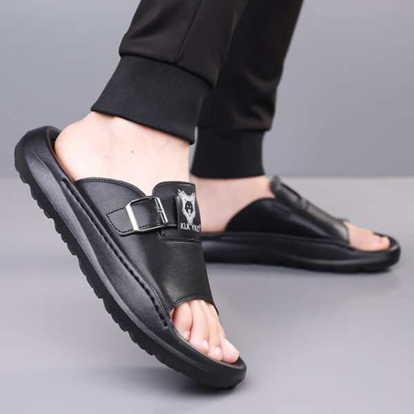 Men's Slippers, Trendy Korean Style Couple Lightweight Outdoor Driving Shoes, Men's Summer Open Toe Simple Comfortable Fashion Flat Slip-Ons, Durable and Soft EVA Home Slides - Comfortable, Thick Sole, Non-Slip Casual Wearable Slippers, Stylish Four-Season Open-Toe Shoes Perfect for Indoor/Outdoor Use, Beach and Family Relaxation, 2pcs Set Includes 1pc Shoe + 1pc Premium Storage Bag - Image 13