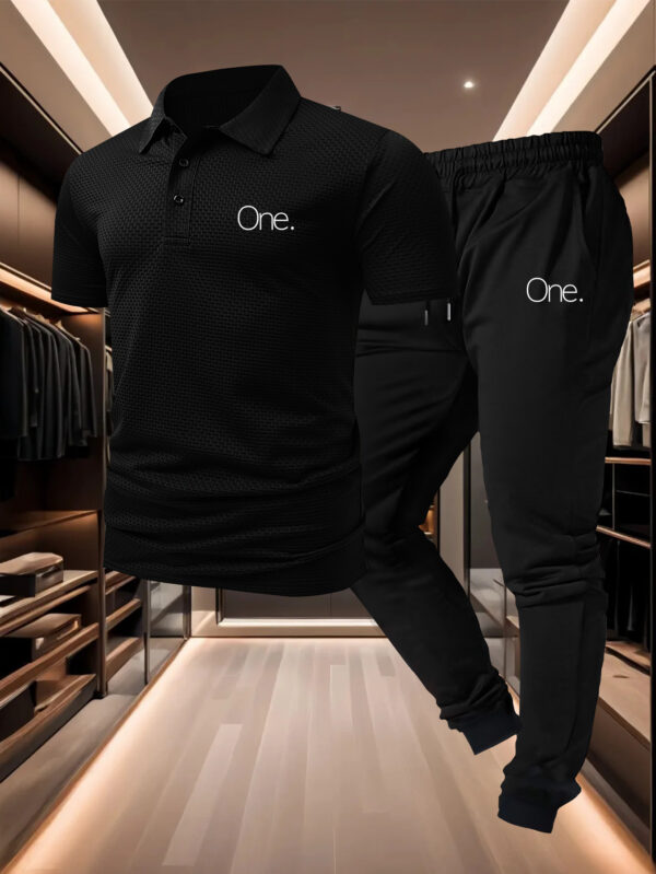Comfortable Pants Set, Men's Casual Shirt with Drawstring Comfortable Trousers for Casual Attire - Image 4
