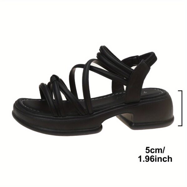 Women'S Stylish Black Platform Sandals with Ruched Detailing, Non-Slip Comfortable Chunky Heel, Open Toe, and Zip Closure - Perfect for Casual Summer Wear, Casual Footwear | Stylish Wedge Sandals | Antislip Footwea - Image 4