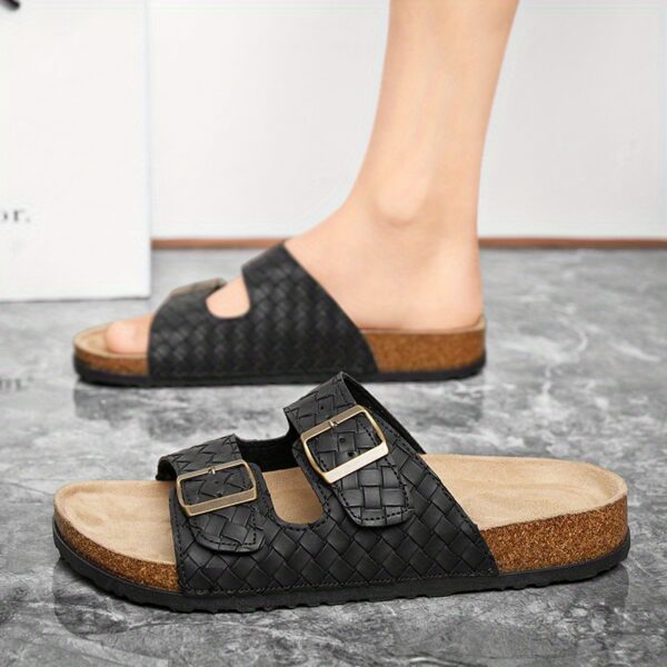 Summer Double Row Buckle Slippers for Women Flat Shoes Men'S Casual Sandals with Toe Soft Sole Flat Beach Shoes Flat Non Slip Slippers for Men and Women Outdoor Home Flip Flops - Image 8