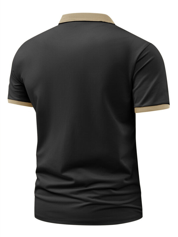Men'S Stylish Color Block Shirt - Short Sleeve, Button-Up Collar, Polyester, Golf & Outdoor Sports, Navy Blue, Light Green, Khaki, Black, Pink A1268, Golf Shirt - Image 7