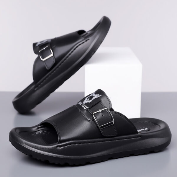 Men's Slippers, Trendy Korean Style Couple Lightweight Outdoor Driving Shoes, Men's Summer Open Toe Simple Comfortable Fashion Flat Slip-Ons, Durable and Soft EVA Home Slides - Comfortable, Thick Sole, Non-Slip Casual Wearable Slippers, Stylish Four-Season Open-Toe Shoes Perfect for Indoor/Outdoor Use, Beach and Family Relaxation, 2pcs Set Includes 1pc Shoe + 1pc Premium Storage Bag - Image 2