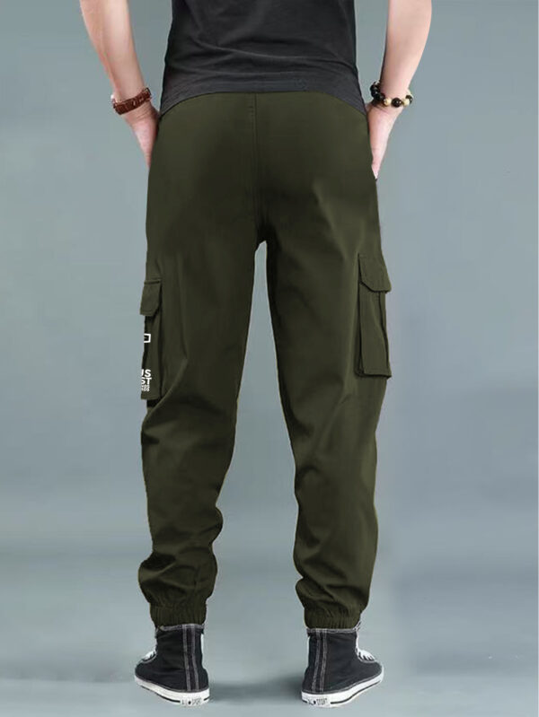 Men'S Casual Cargo Pants with "REEF" Logo - Black, Multiple Flap Pockets, Drawstring Waist, All-Season Comfort, Sporty Street Style, Casual Wear | Trendy Casualwear | Adjustable Waist Pants - Image 6
