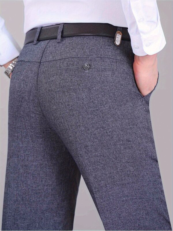 Men's High-Waisted -Linen Pants - Wrinkle-Resistant Lightweight Trousers for Spring/Fall, Breathable Casual Business Casual & Vacation Wear, Regular Fit with Pockets, Hand Wash Only, Everyday Comfort Wear, Wrinkeresistant Fabric - Image 8