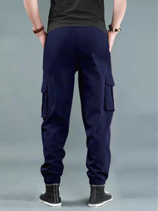Men'S Casual Cargo Pants with "WEEKEND" Print - Loose Fit, Multiple Flap Pockets, Drawstring Waist, Geometric Pattern, All-Season Comfort, Casual Attire|Geometric Print Pants|Adjustable Waistband - Image 9
