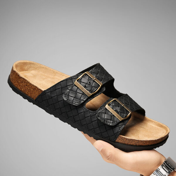 Summer Double Row Buckle Slippers for Women Flat Shoes Men'S Casual Sandals with Toe Soft Sole Flat Beach Shoes Flat Non Slip Slippers for Men and Women Outdoor Home Flip Flops - Image 4