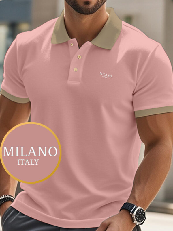 Milano 2012 Men'S Stylish Red & White Polo Shirt - Comfortable, Stretch Fabric, Casual Short Sleeve with Collar, Button-Up Design, Perfect for Summer - Image 2