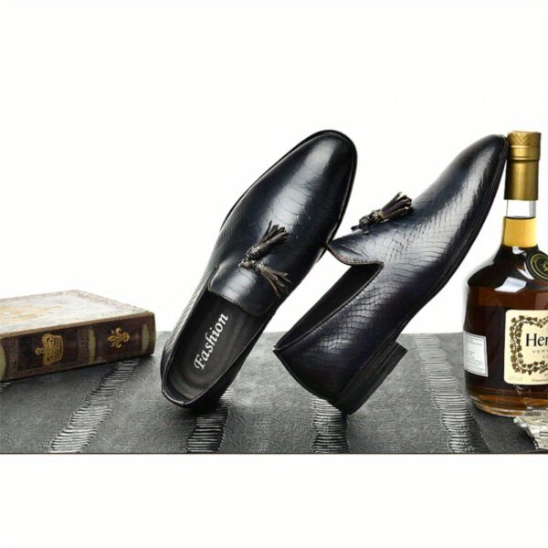 Men'S & Women'S Genuine Slip-On Loafers with Tassel Detail - Breathable Non-Slip Business Casual Shoes, Round Toe Lace-Up Design for Office & Casual Attire, All-Season Comfort, Formal Loafers, Sophisticated Style, Elegant Appearance, Durable Construction, Stylish Men - Image 3