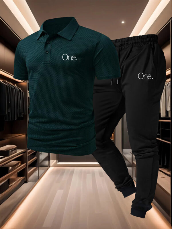 Comfortable Pants Set, Men's Casual Shirt with Drawstring Comfortable Trousers for Casual Attire - Image 5