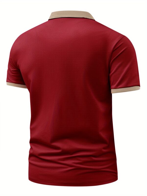 Milano 2012 Men'S Stylish Red & White Polo Shirt - Comfortable, Stretch Fabric, Casual Short Sleeve with Collar, Button-Up Design, Perfect for Summer - Image 7