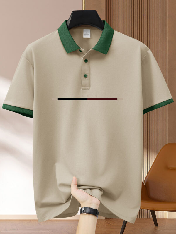Men'S Stylish Color Block Shirt - Short Sleeve, Button-Up Collar, Polyester, Golf & Outdoor Sports, Navy Blue, Light Green, Khaki, Black, Pink A1268, Golf Shirt - Image 5