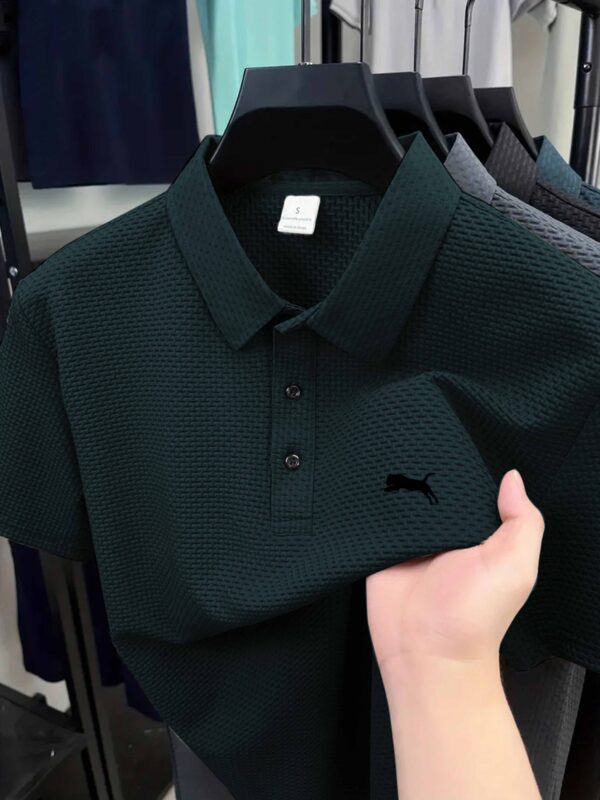 Men'S Casual Black Polo Shirt with Logo - Comfortable Knit Fabric, Breathable for Summer, Regular Fit, Casual Style, Casual Summer Shirt | Logo Shirt | Knit Construction, PLUS SIZE - Image 7