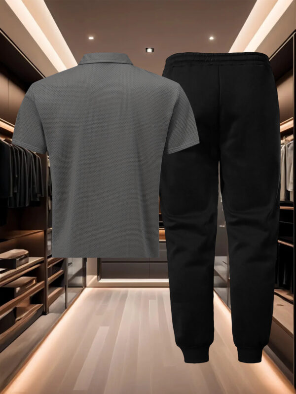 Comfortable Pants Set, Men's Casual Shirt with Drawstring Comfortable Trousers for Casual Attire - Image 6