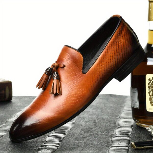 Men'S & Women'S Genuine Slip-On Loafers with Tassel Detail - Breathable Non-Slip Business Casual Shoes, Round Toe Lace-Up Design for Office & Casual Attire, All-Season Comfort, Formal Loafers, Sophisticated Style, Elegant Appearance, Durable Construction, Stylish Men - Image 4