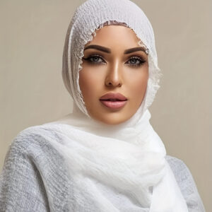 شال واقي من الشمس طويل بلون مجعد للحجاب ، حافة متوترة ملفوفة ، عمامة غير رسمية كلاسيكية للنساء
