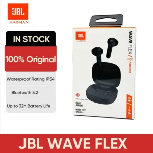 سماعات أذن JBL WAVE FLEX اللاسلكية المزودة بتقنية البلوتوث وخاصية إلغاء الضوضاء ومضخم صوت رياضي مقاوم للماء