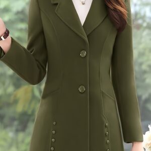 بليزر نسائي زيتي مزدوج الأزرار - أناقة متقنة لكل مناسبة