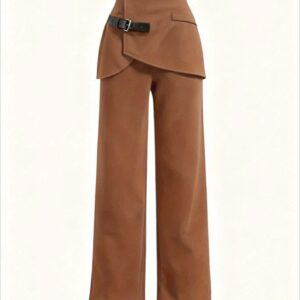 البنطلون الأسود الأنيق: تصميم بخصر عالٍ وساق واسعة لراحة فائقة وتألق عصري