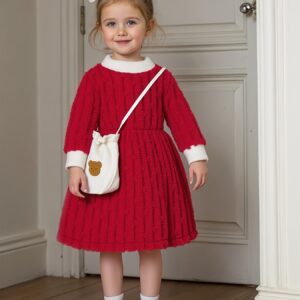 أناقة الشتاء لأميرتك الصغيرة: فستان العيد مع حقيبة متناسقة