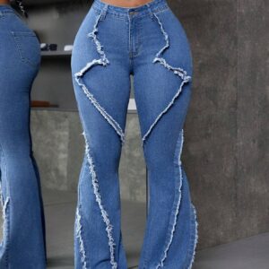 جينز نسائي عصري بقصة ضيقة ومطاطية وخصر مرتفع لإطلالة جذابة