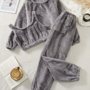 أناقة الدفء والراحة: طقم بيجامة نسائي 3 قطع للمنزل