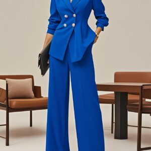 تألقي بأناقة لا مثيل لها: طقم نسائي فاخر بزر ياقة وأكمام طويلة