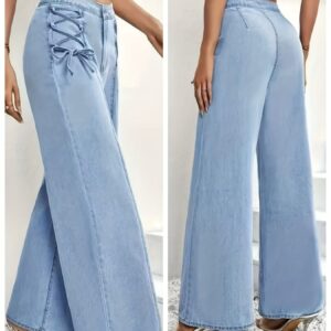 بنطلون جينز نسائي بوهيمي واسع الساق - أناقة كلاسيكية بلمسة عصرية وراحة لا مثيل لها