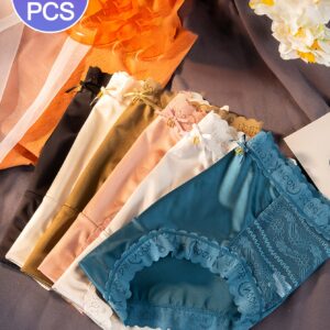 ملمس الحرير، سحر الدانتيل: طقم سراويل نسائية فاخرة بلا خياطة (7 قطع)