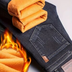 أناقة الدفء المطلق: جينز رجالي حراري أسود لكل الفصول
