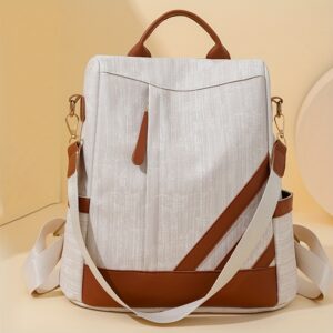 حقيبة الظهر العصرية الأنيقة ذات السعة الكبيرة بتصميم مخطط وأحزمة قابلة للتعديل - رفيقك الأمثل!