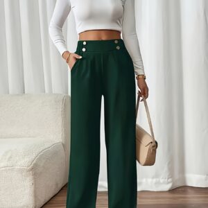 بنطلون نسائي أنيق بخصر عالٍ وقصة واسعة - إطلالة فرنسية عصرية