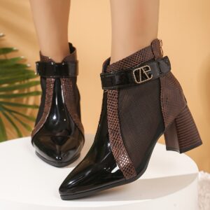أناقة وجاذبية: حذاء الكاحل الشبكي بالكعب العالي