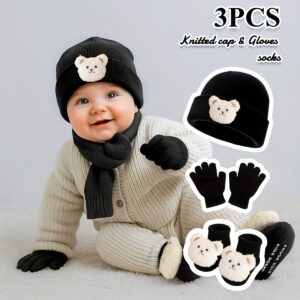 دفء الدب الصغير: طقم الشتاء الساحر لطفلك (3 قطع)