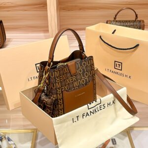 حقيبة الدلو النسائية الفاخرة: أناقة لا تضاهى بتصميم متعدد الاستخدامات بلون بني قهوة