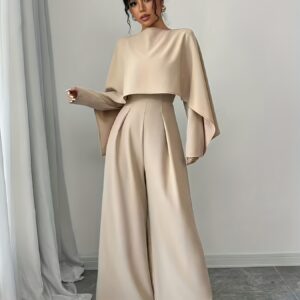 تألقي بأسلوب راقٍ: جامبسوت نسائي بخصر عالٍ وأرجل واسعة وياقة مكشكشة