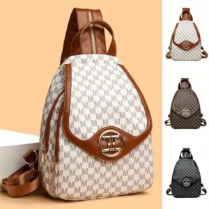 تألقي بلمسة كلاسيكية مع حقيبة الظهر Perfect Lily النسائية بنقشة Houndstooth الأيقونية