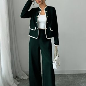 أناقة الخريف والشتاء: طقم كارديجان وبنطال نسائي مريح وعصري