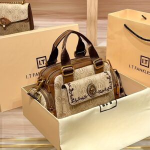 حقيبة بوسطن العصرية: أناقة البيج الفاخرة والمتعددة الاستخدامات بتصميم فريد