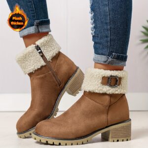 دفء الشتاء بلمسة أناقة: بوت الكاحل المبطن بكعب سميك!