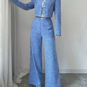 أناقة عصرية بلا جهد: طقم الجاكيت والبنطلون الساق الواسعة المتكامل