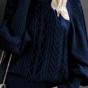 كنزة نسائية فاخرة برقبة عالية وتصميم مضلع – أناقة عصرية لجميع إطلالاتك