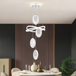 إشراقة عصرية: ثريا LED بتصميم بيضاوي فريد وإضاءة ثلاثية الألوان!