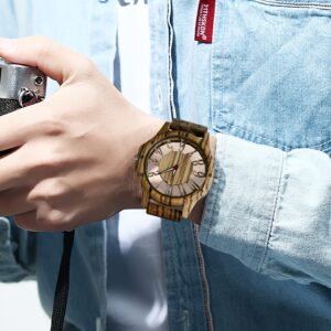 أناقة الطبيعة العصرية: ساعة خشب الزيبرا الفاخرة للرجال