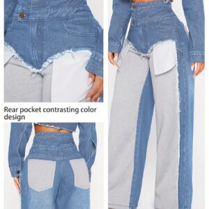 أوفرول جينز واسع الساقين بتصميم أنيق ومريح – حافة مهدبة وجيوب عصرية لكل المواسم