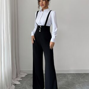 أفرول نسائي أنيق بخصر عالٍ وأرجل واسعة - تصميم بظهر مكشوف وحزام خصر، أناقة عصرية لكل مناسباتك