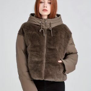 معطف الشتاء القصير الفاخر بياقة الفرو الصناعي - دفء وأناقة لكل مناسبة