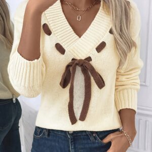 سويتر نسائي فضفاض بياقة V: أناقة الخريف والشتاء
