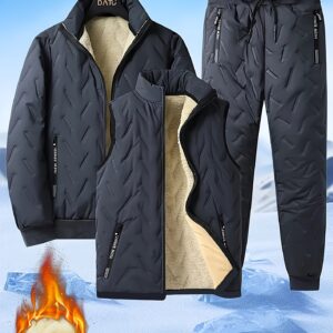 أناقة ودفء لا مثيل لهما: طقم الشتاء الرجالي الثلاثي الفاخر