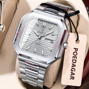 ساعة POEDAGAR الرجالية: لمسة الأناقة المربعة التي تدوم.