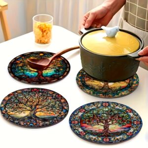 جمال الطبيعة في منزلك: طقم حوامل خشبية 'شجرة الحياة' الفاخرة